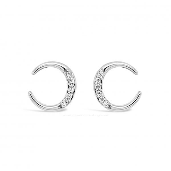 Jewel by Absolute JE251SL Stone-Set Half Moon Silver Earrings