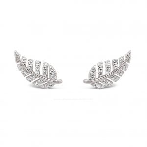 Jewel by Absolute JE252SL Stone-Set Leaf Silver Earrings