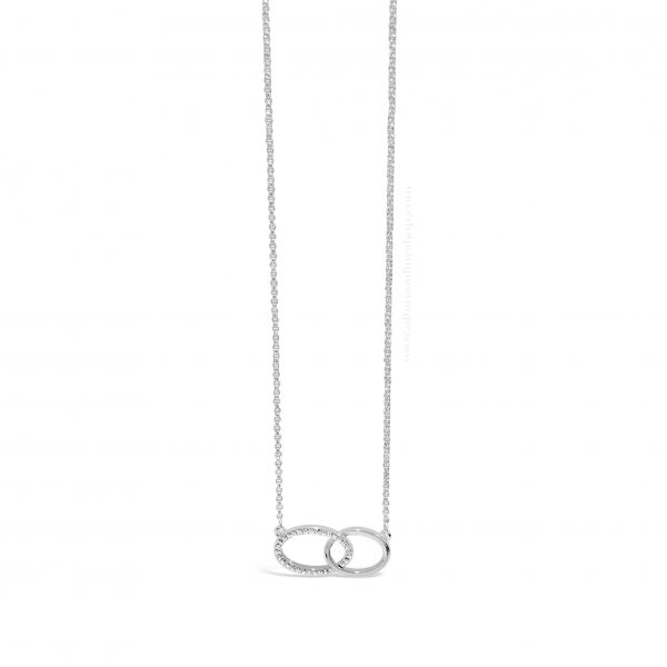 Jewel by Absolute JP220SL Oval Double Circle Silver Necklace - Image 3