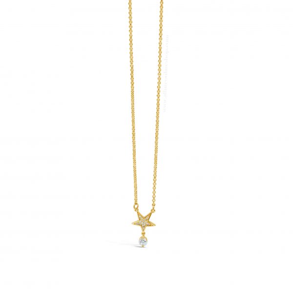 Jewel by Absolute JP227GL Star With Solitaire Drop Gold Necklace - Image 3