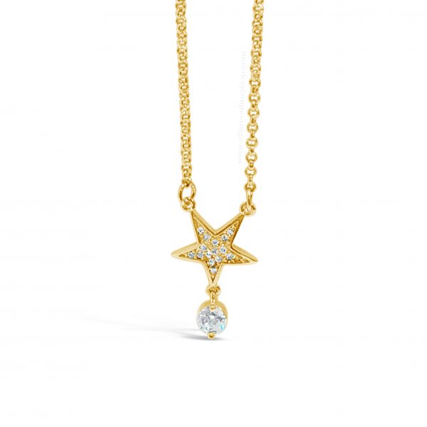 Jewel by Absolute JP227GL Star With Solitaire Drop Gold Necklace