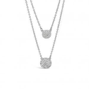 Jewel by Absolute JP234SL Round Pave Silver Double Necklace