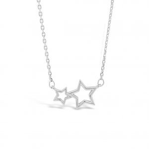 Jewel by Absolute JP248SL Polished Double Star Silver Necklace