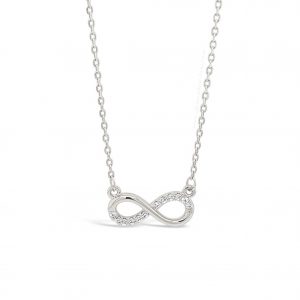 Jewel by Absolute JP249SL Stone-Set Infinity Knot Silver Necklace