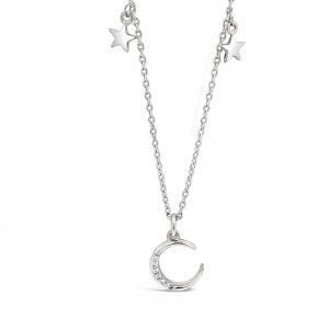 Jewel by Absolute JP251SL Half Moon And Star Silver Necklace
