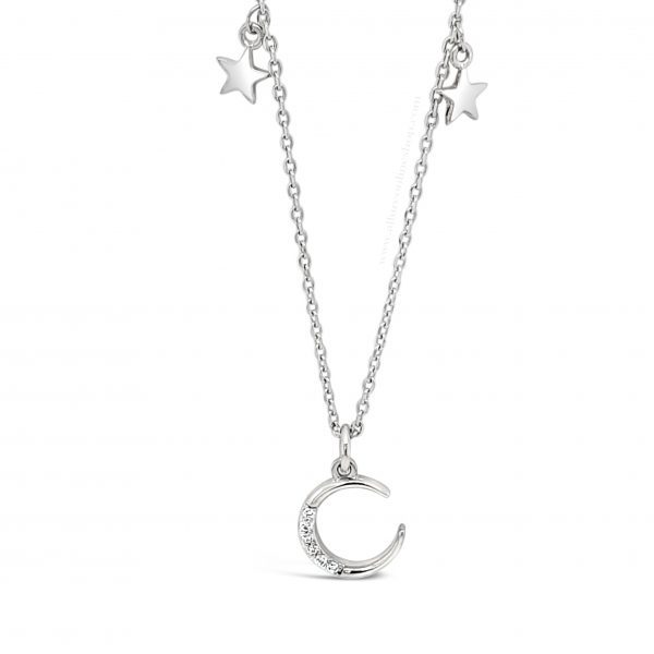 Jewel by Absolute JP251SL Half Moon And Star Silver Necklace