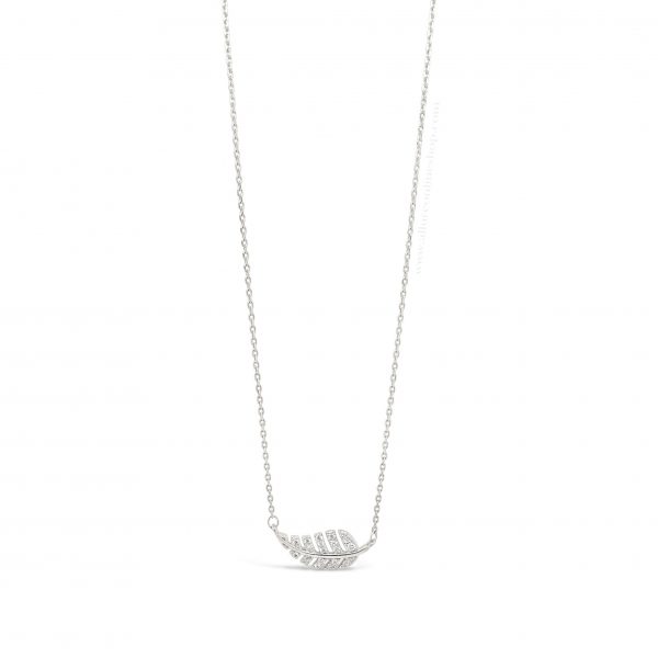 Jewel by Absolute JP252SL Stone-Set Leaf Silver Necklace - Image 3