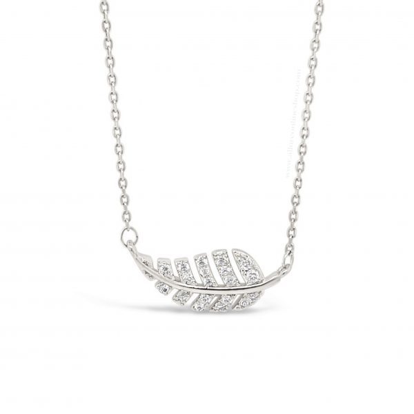 Jewel by Absolute JP252SL Stone-Set Leaf Silver Necklace