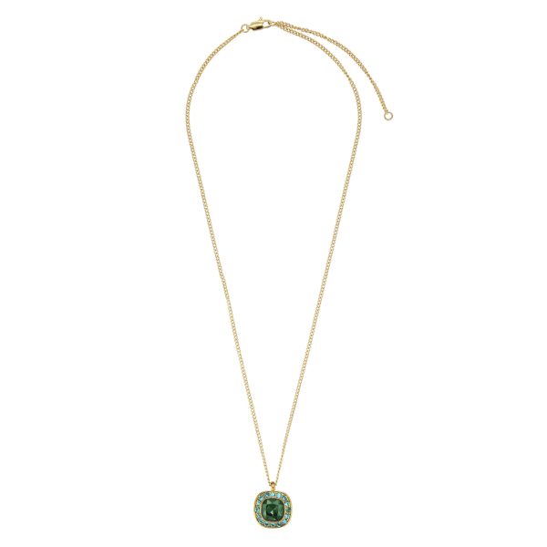 KELLY Green Crystal Necklace Gold - Image 2