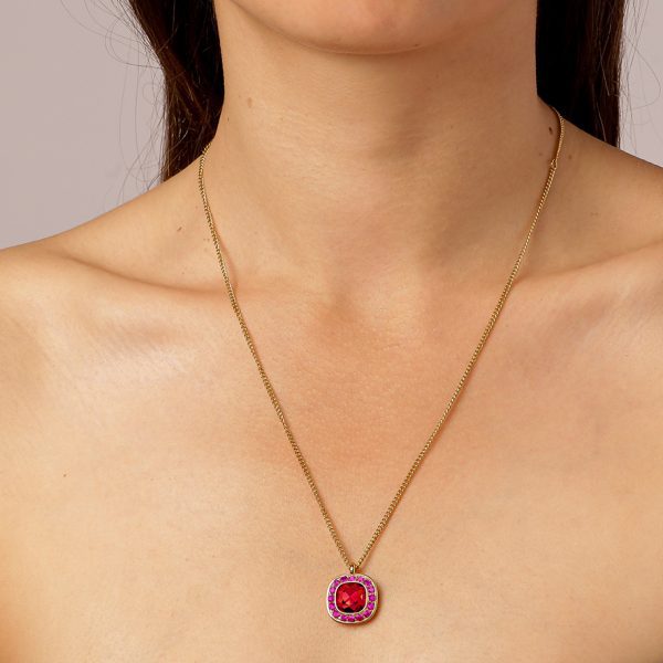 KELLY Red Crystal Necklace Gold - Image 3