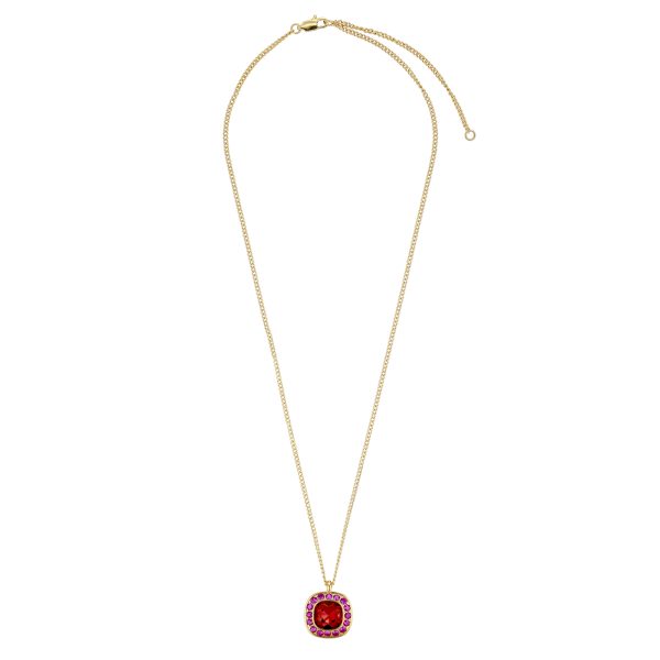 KELLY Red Crystal Necklace Gold - Image 2