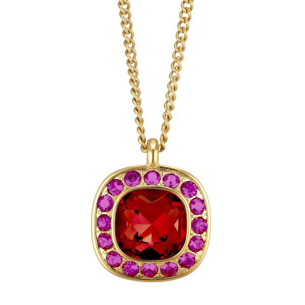 KELLY Red Crystal Necklace Gold