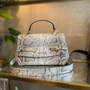 GUESS Melinda Mini Snake Print Shoulder Bag Beige Multi
