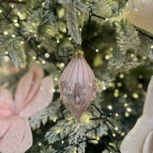 Pearl Detail Teardrop Bauble White & Light Pink