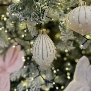 Pearl Detail Teardrop Bauble White