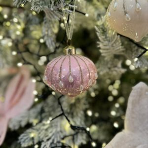 Pearl Detail Onion Bauble White & Light Pink