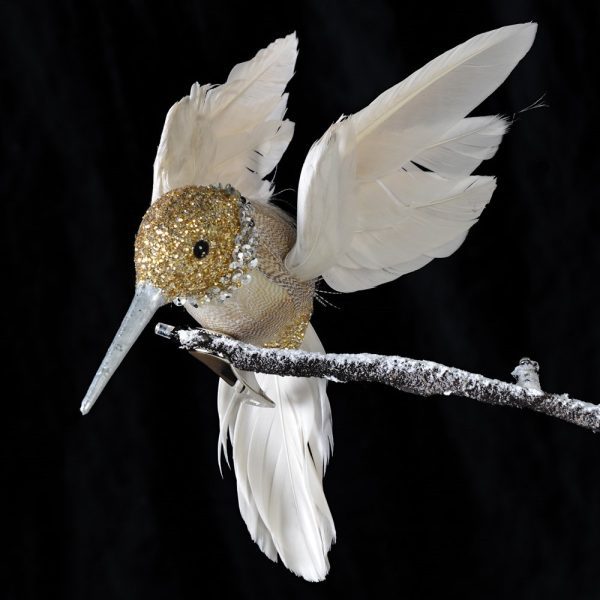 Natural Feather Gold Glitter Hummingbird 120 x 120 mm - Image 2