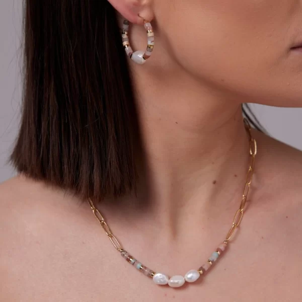 KYLEE CORAL TONES NECKLACE - Image 3