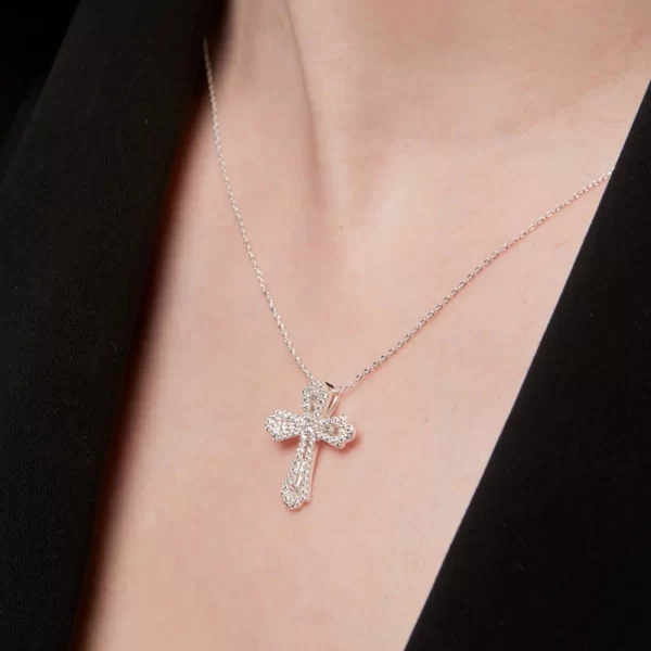 SILVER CROSS NECKLACE - Image 2