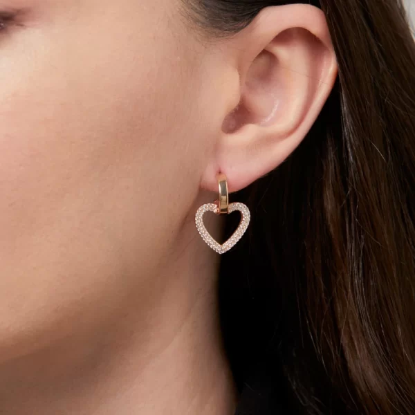 GOLD HOOP & HEART EARRINGS - Image 2