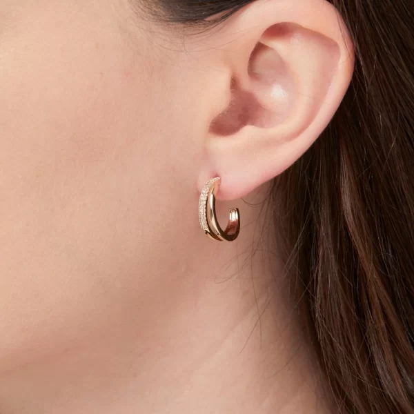 ROSE GOLD DOUBLE HOOP EARRINGS - Image 3