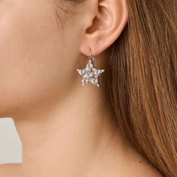 LIBRA Earrings with Clear Crystals Silver - Image 2