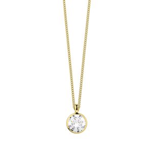 LISA Necklace With Clear Crystal Pendant Gold