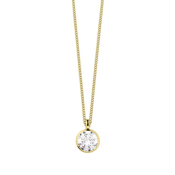 LISA Necklace With Clear Crystal Pendant Gold