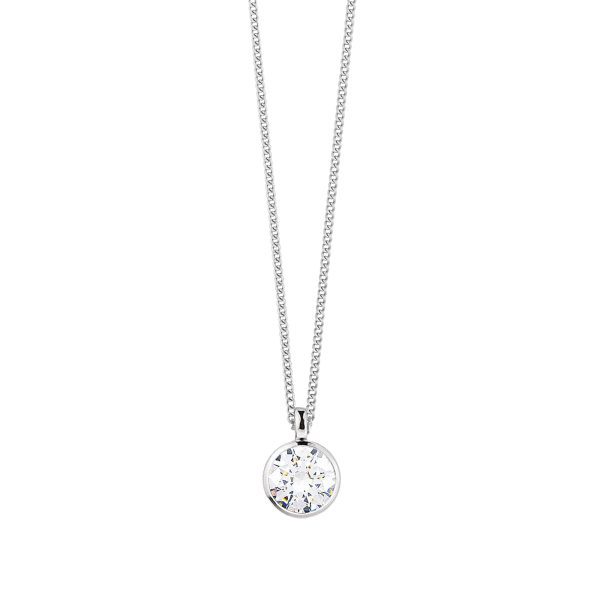 LISA Necklace With Clear Crystal Pendant Silver