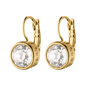 LOUISE Hook Earring With Clear Crystals Gold