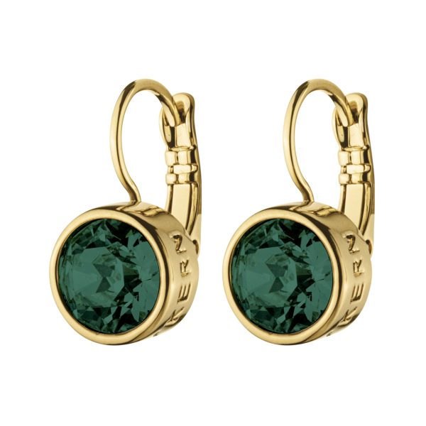 LOUISE Hook Earring With Green Crystals Gold