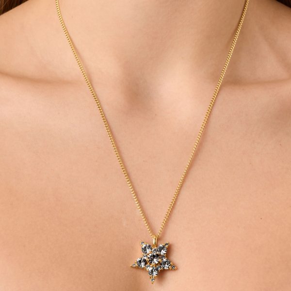 LYRA Necklace with Grey Crystals Star Pendant Gold - Image 2