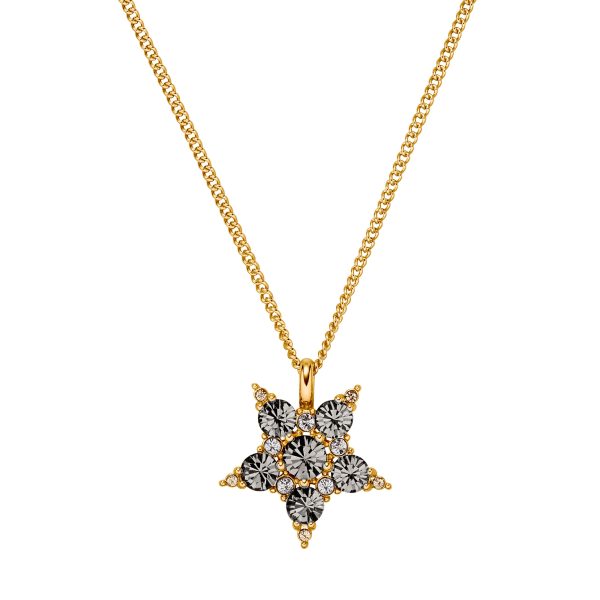 LYRA Necklace with Grey Crystals Star Pendant Gold