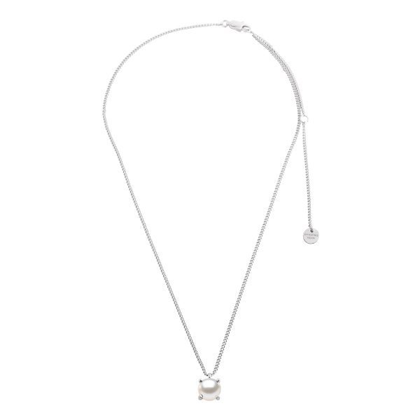 MANNY Necklace With White Pearl Pendant Silver