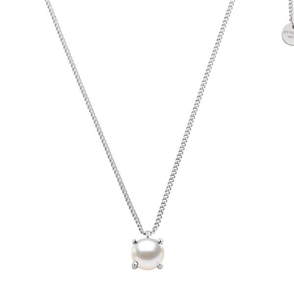 MANNY Necklace With White Pearl Pendant Silver - Image 2