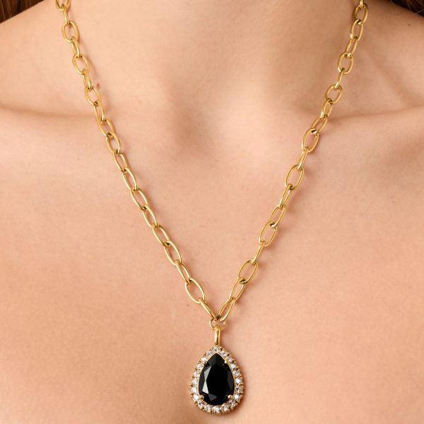 METTA Necklace with Black Crystal Gold - Image 3