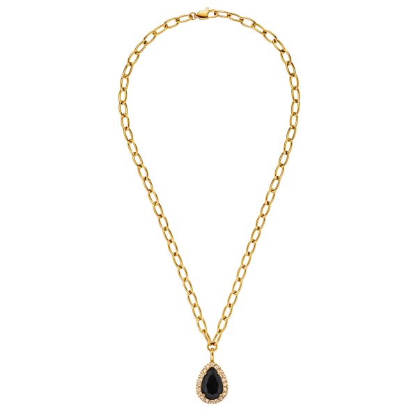 METTA Necklace with Black Crystal Gold - Image 2