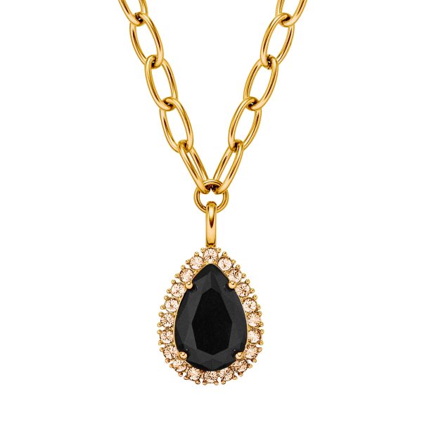 METTA Necklace with Black Crystal Gold