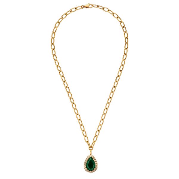 METTA Necklace with Green Crystal Gold - Image 2