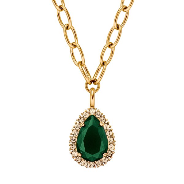 METTA Necklace with Green Crystal Gold