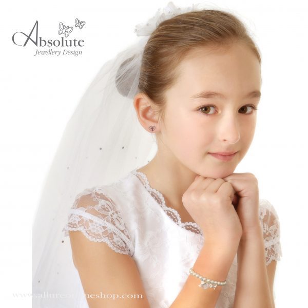 Absolute Kids Collection HCE404 Silver Heart With Cross Earrings - Image 3