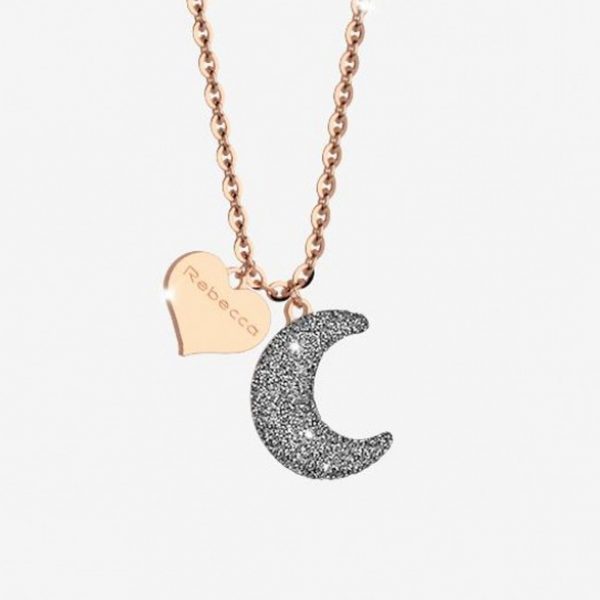 Rebecca Jolie Moon Necklace 60-80cm Diamond Sand / Rose Gold - Image 2