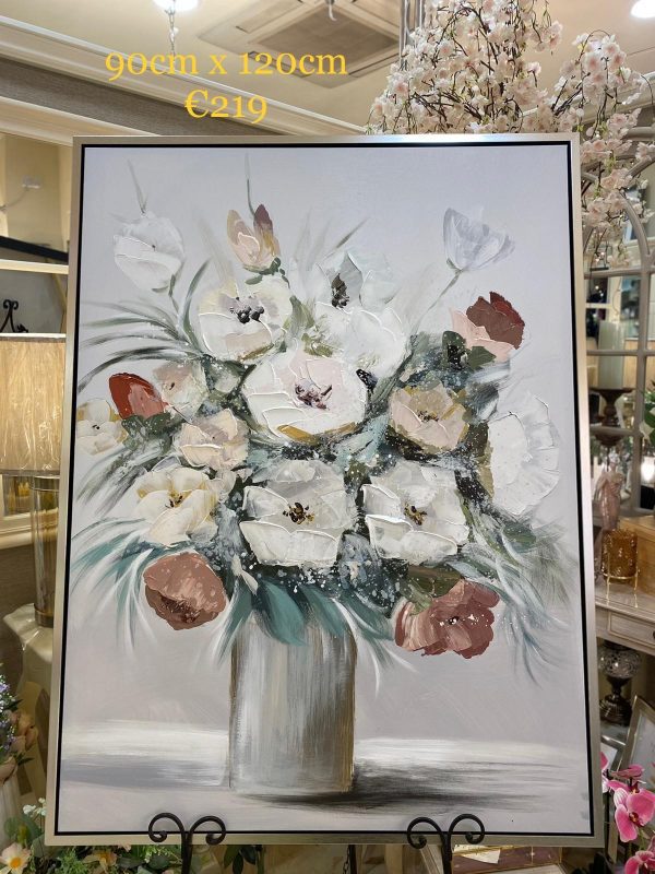 Hand-painted Canvas Print Flowers in Vase 90cm x 120cm