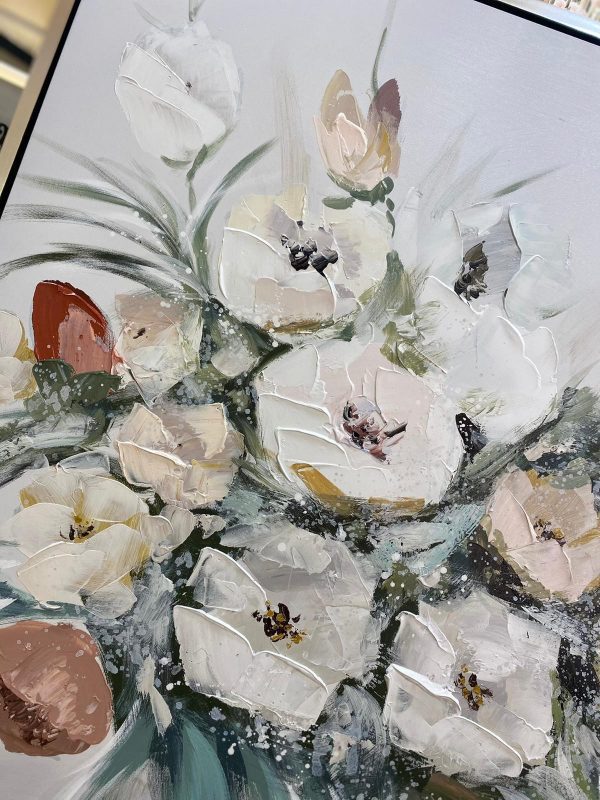Hand-painted Canvas Print Flowers in Vase 90cm x 120cm - Image 2