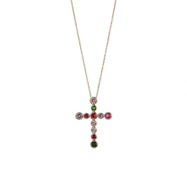 MULTI COLOURED CROSS GOLD