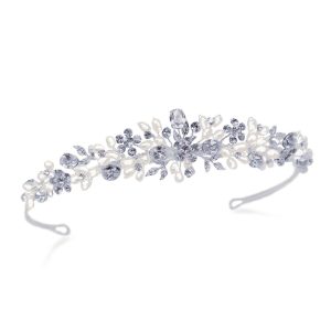 Melody Crystal & Freshwater Pearl Headpiece Silver
