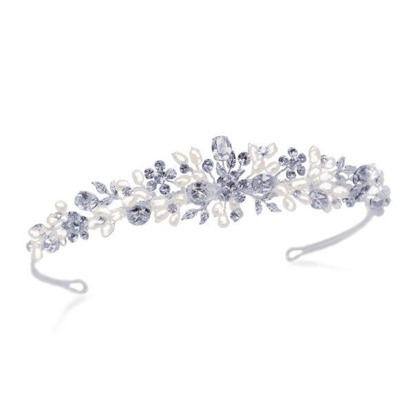 Melody Crystal & Freshwater Pearl Headpiece Silver
