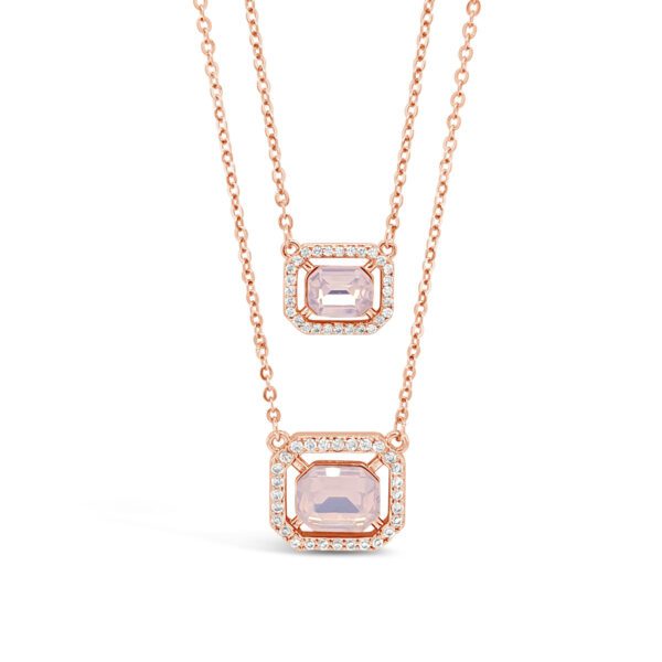 Absolute Rose Layered 2 Row Necklace Rose Gold 16''/18'' N2170PK