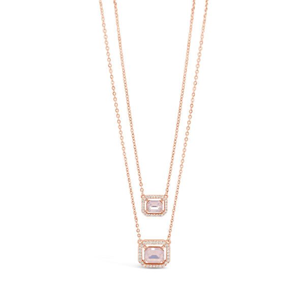 Absolute Rose Layered 2 Row Necklace Rose Gold 16''/18'' N2170PK - Image 3