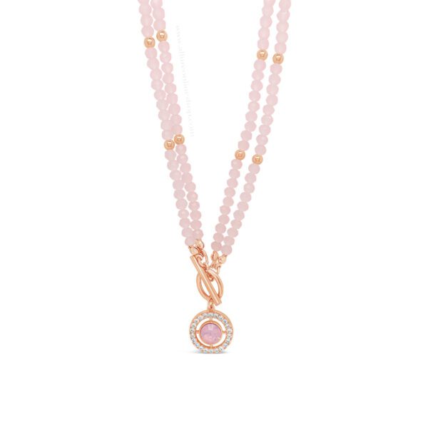 Absolute Rose Beads & Crystals 2 Way (Long or Short) Necklace Rose Gold 16''/36'' N2179PK - Image 3